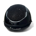 Load image into Gallery viewer, Miss Shield 2.0 Miss Paint Glossy Black Ultra Fine Rocks in Black Top and Frontal Band Chrome Trim / 5 Swarovski Crystals-Custom Helmet