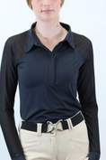 Load image into Gallery viewer, Kismet “Calvano” Women's Long Sleeve Polo Shirt Mesh Detail Shoulders and Arms