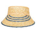 Load image into Gallery viewer, San Diego Hat Weekend Getaway - Women's Textured Wheat Straw Visor With Stripe & Velcro Back
