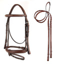 Load image into Gallery viewer, Arc de Triomphe Starman Bridle w/Raised Laced Reins Crank Stud Brown Full