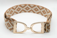 Load image into Gallery viewer, Ellany Equestrian Elastic Belt Caramel Polo - 1.5" Gold Stirrup