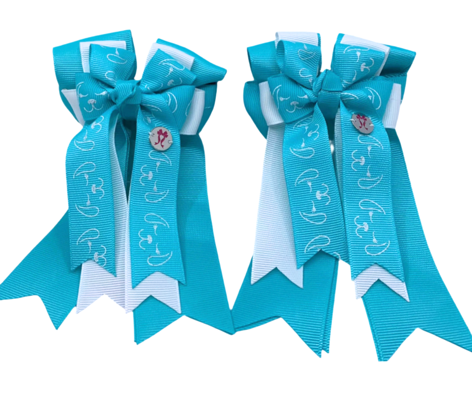 PonyTail Bows- Light Blue Puppies