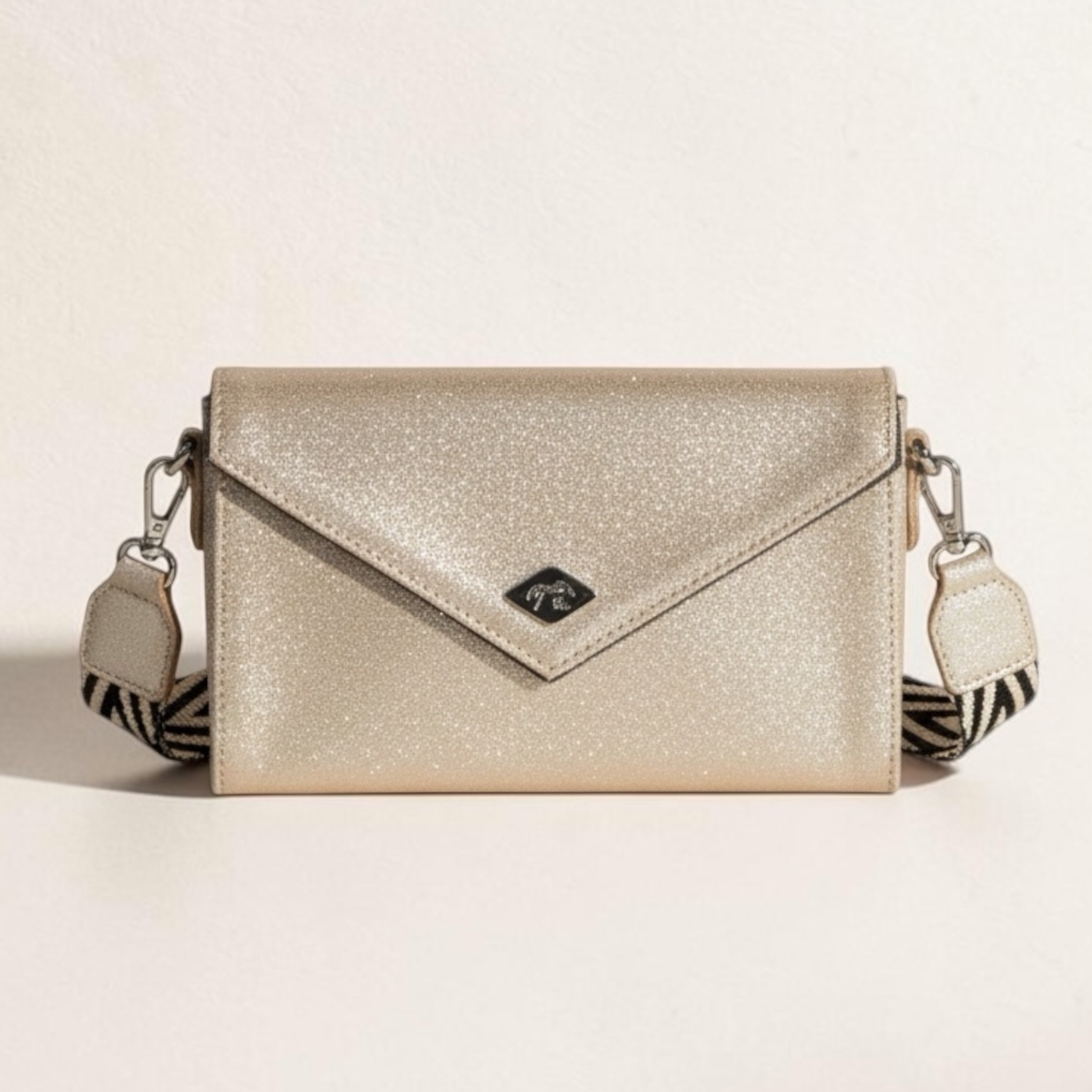 Limited Edition Pénélope Glitter Leather Phone Pocket with Strap