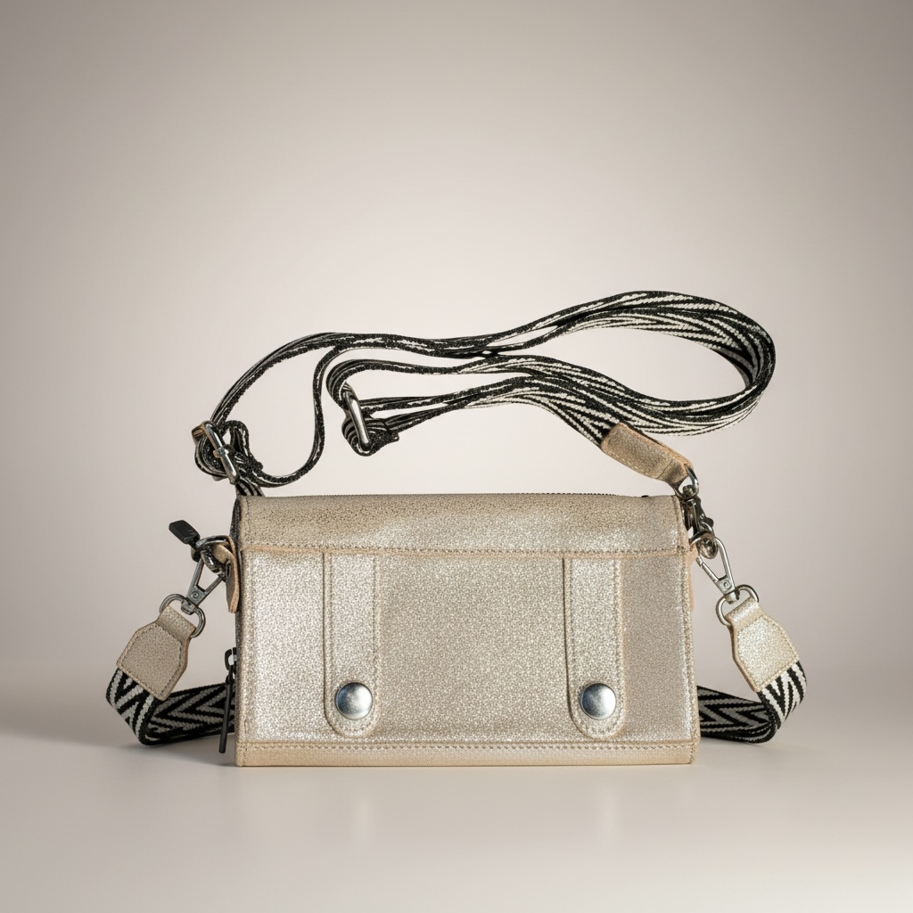 Limited Edition Pénélope Glitter Leather Phone Pocket with Strap