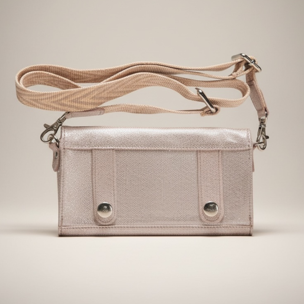 Limited Edition Pénélope Glitter Leather Phone Pocket with Strap