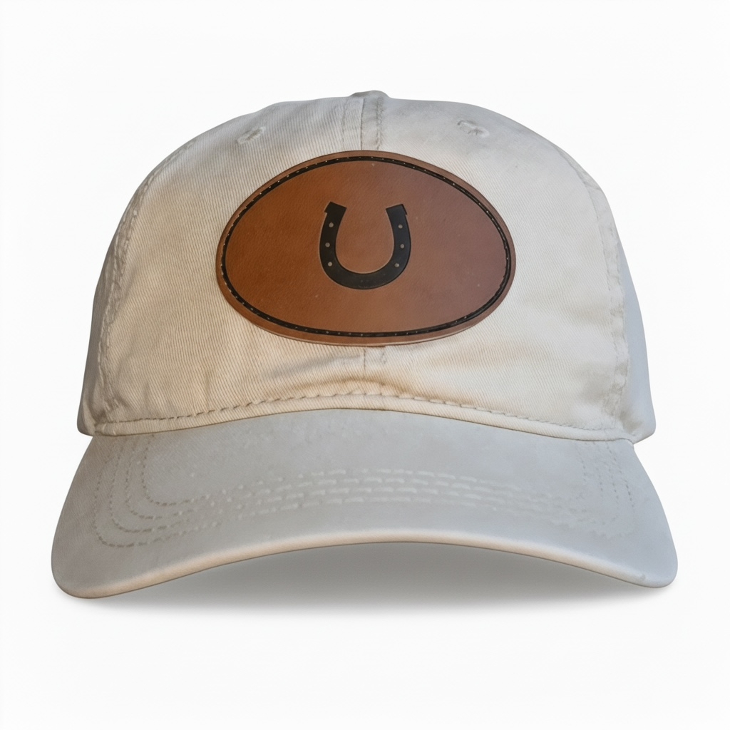 Lucky Horseshoe - Leather Patch Cotton Baseball Cap by Dubois Cheval