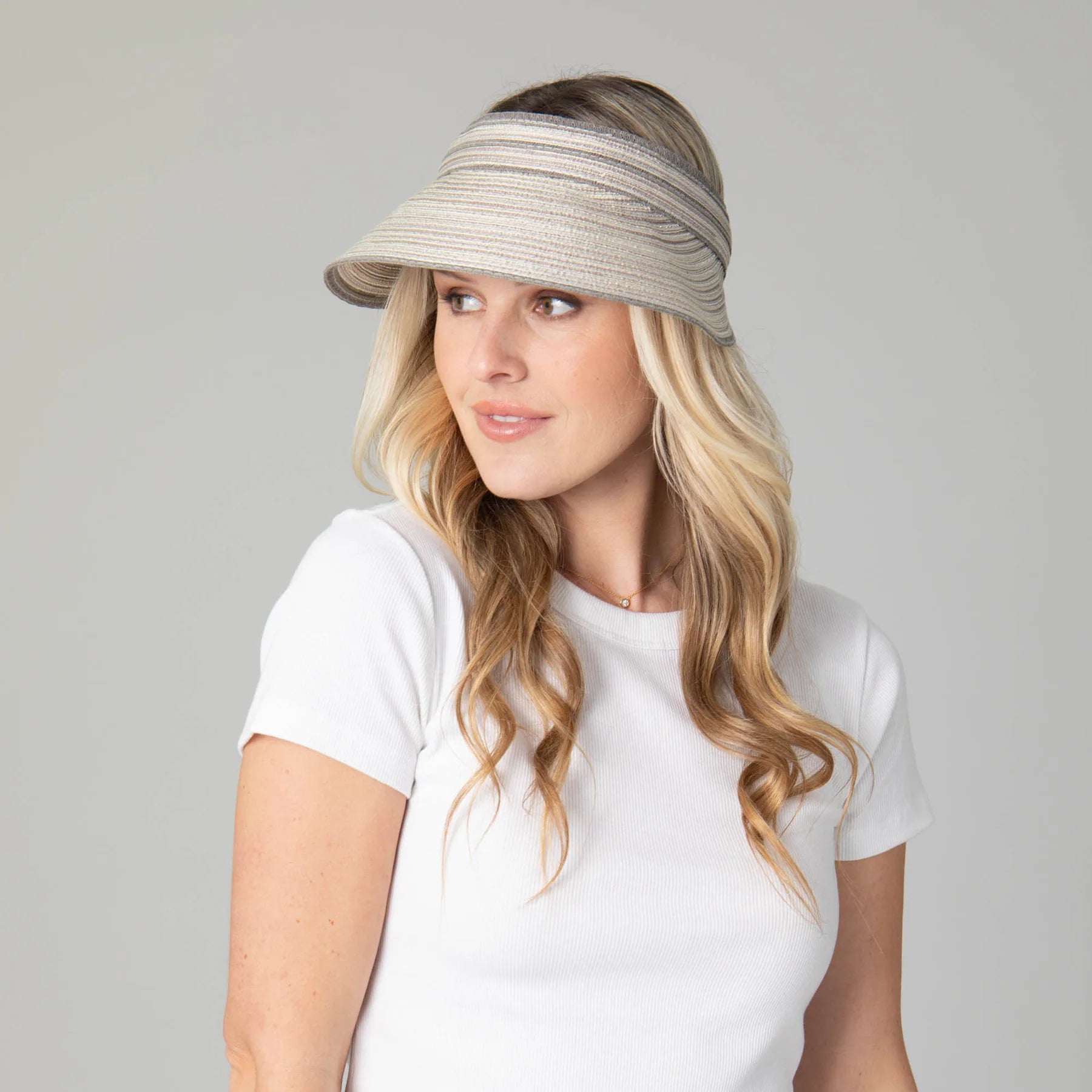 San Diego Hat Company Women's Mixed Braid Visor with Velcro Strap