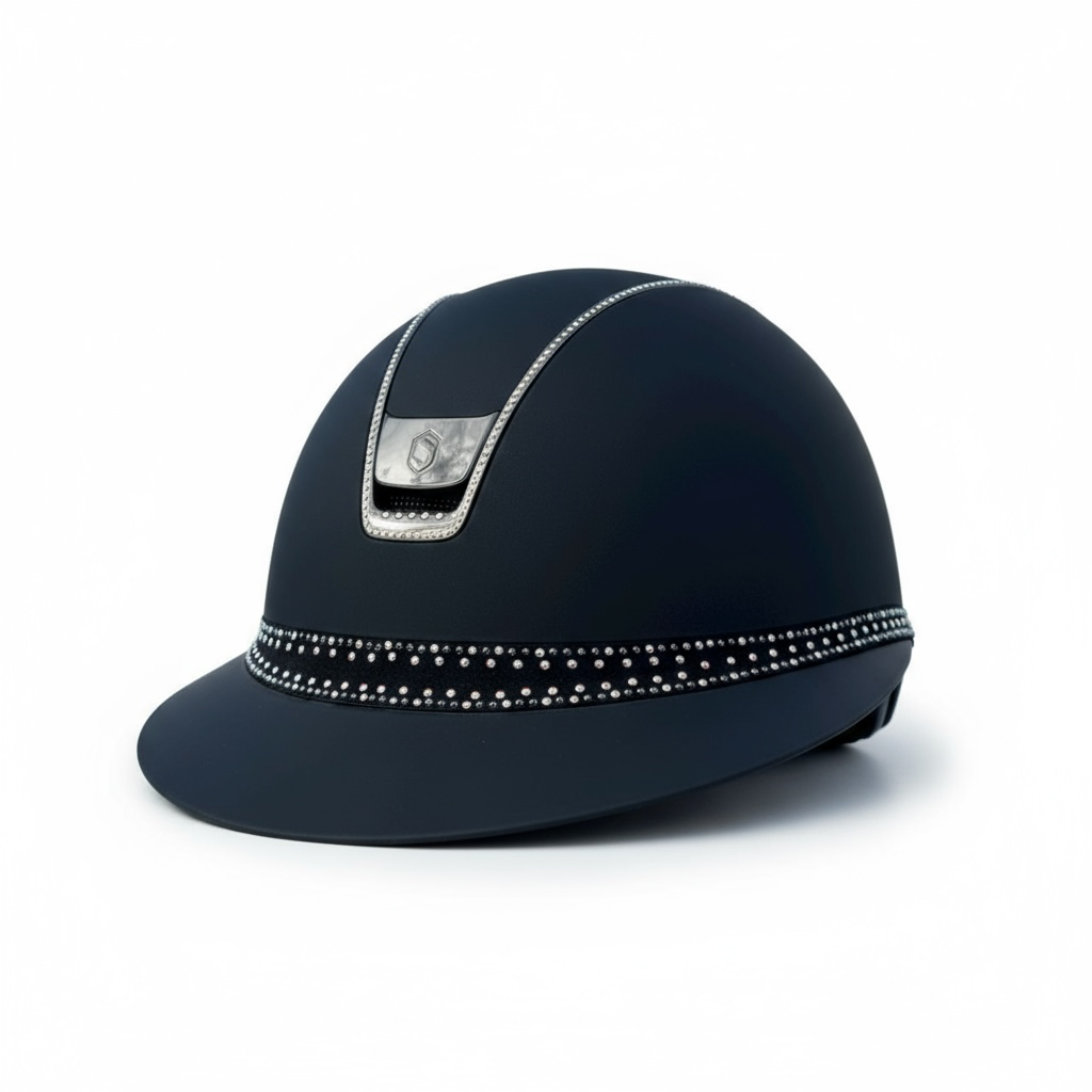 Miss Shadowmatt 2.0 Frontal Band Tiara and Trim With Black Holo Crystals and Chrome Blazon-Custom Helmet