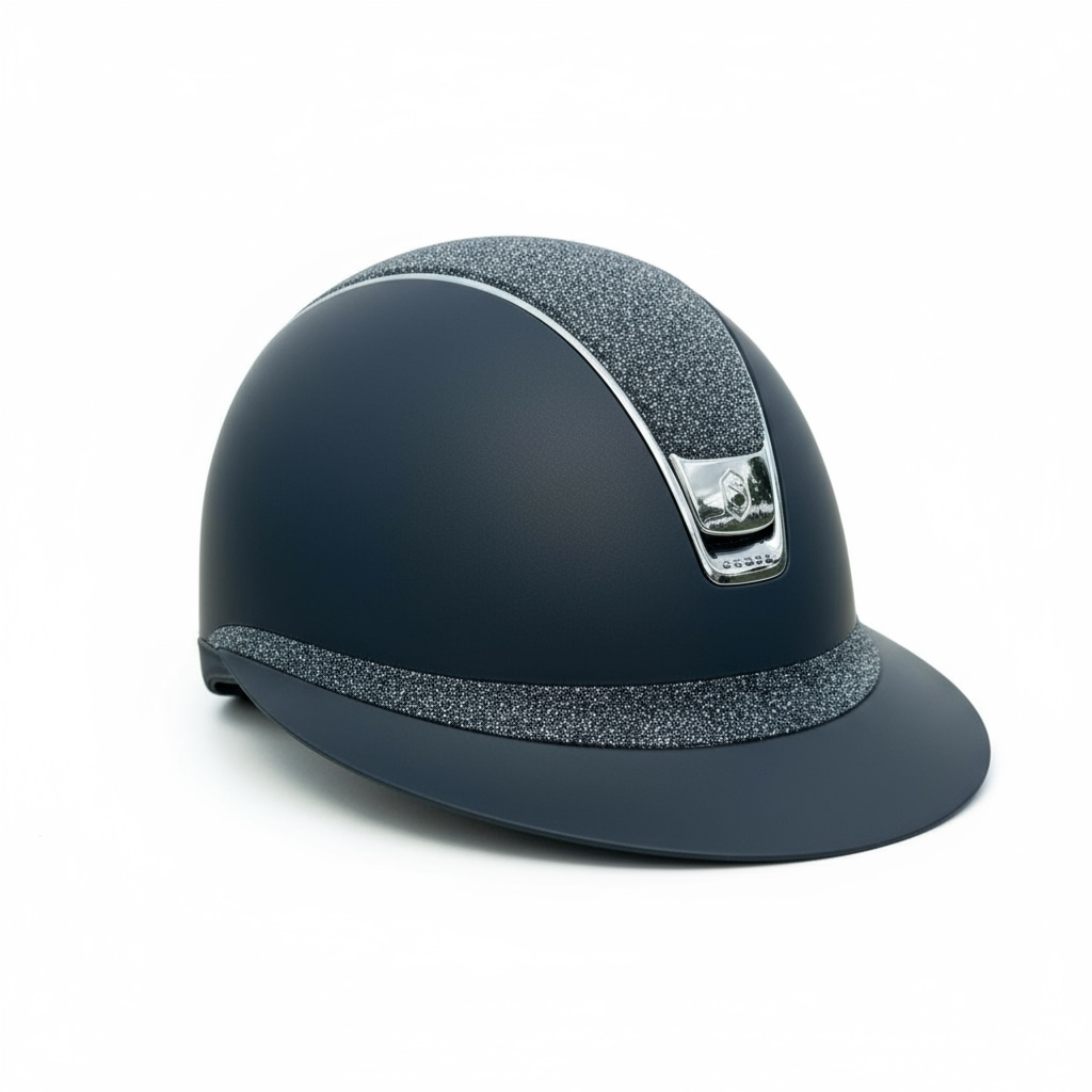 Miss Shield 2.0 Miss Paint Matt Black Ultra Fine Rock Night Shade Frontal Band Chrome Trim / 5 Swarovski-Custom Helmet