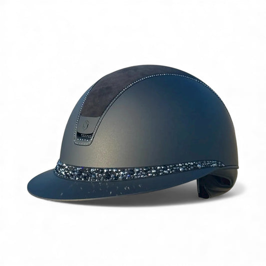 Miss Shield 2.0 Shadowmatt Alcantara Top Black Glacier Frontal Band Black Jeth Swarovski Trim Matt Black Blazon-Custom Helmet