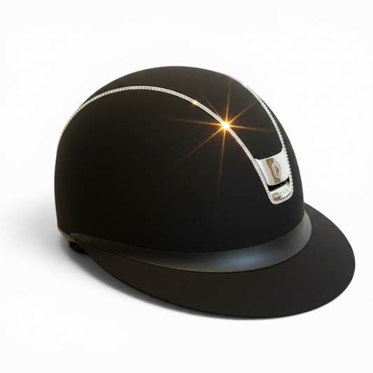 Miss Shadowmatt 2.0 Chrome Blazon and 300 Swarovski Chrome Crystal Trim - Custom Helmet