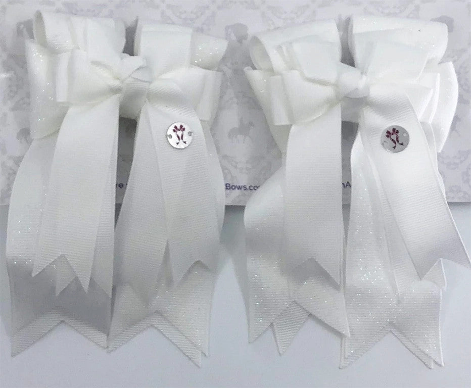 Pony Tail Bows White Solid