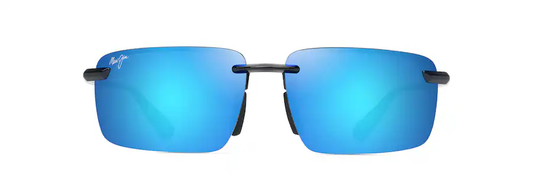 Maui Jim Lauilima Asian Fit Shiny Black Frame with Blue Hawaii Lens Polarised Rimless Sunglasses