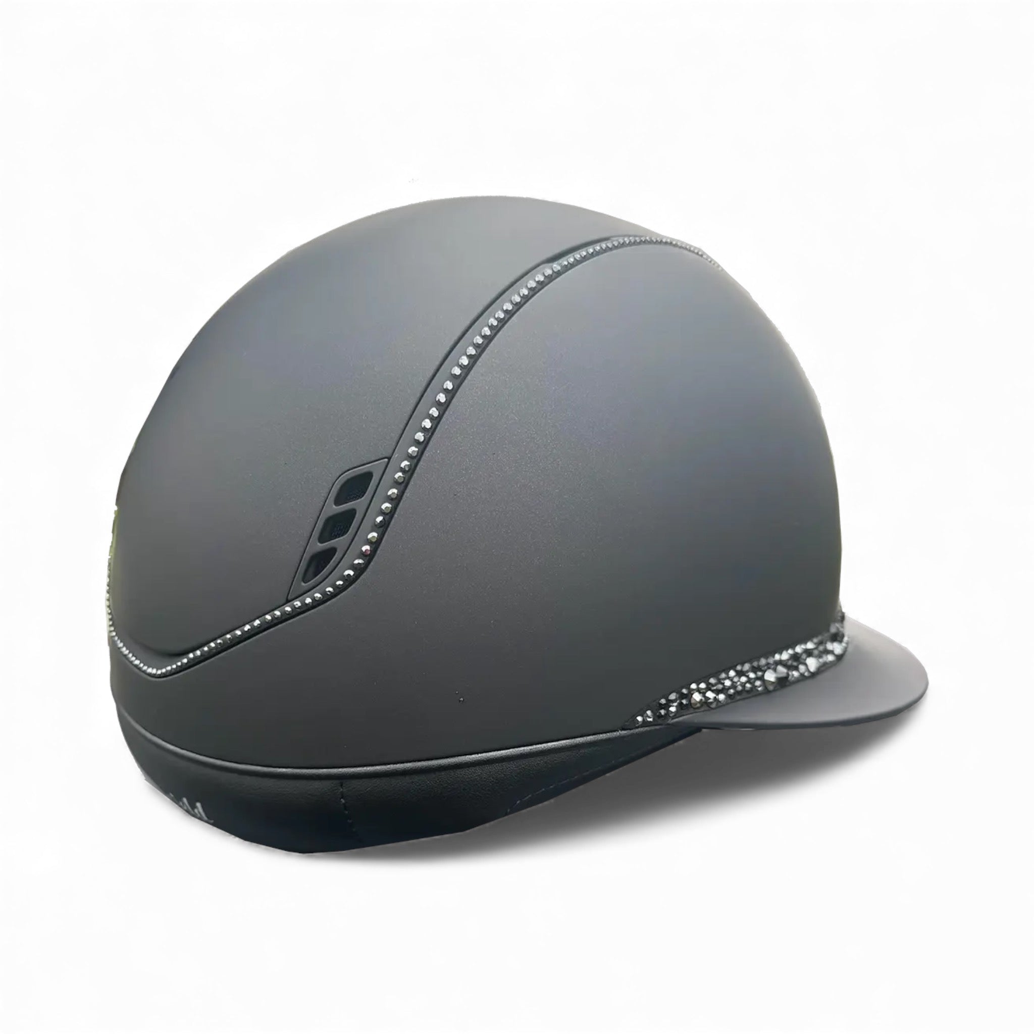 Miss Shadowmatt 2.0 Black Tiara and Trim with Black Crystals Black Mat Blazon-Custom Helmet