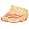 Load image into Gallery viewer, San Diego Hat Weekend Getaway - Women's Textured Wheat Straw Visor With Stripe & Velcro Back
