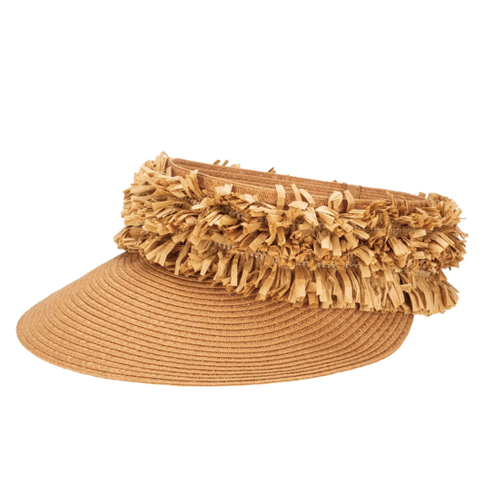 San Diego Hat Happy Day - Ultrabraid Visor with Straw Fringe Band