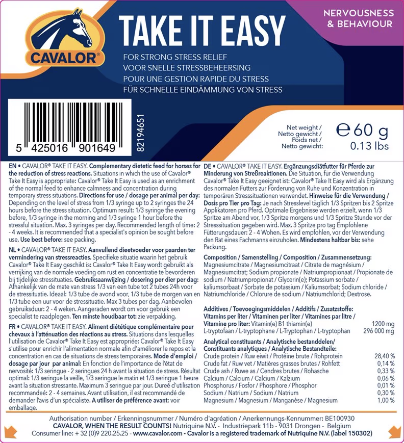 Cavalor® Take it Easy Paste 60cc Single Tube