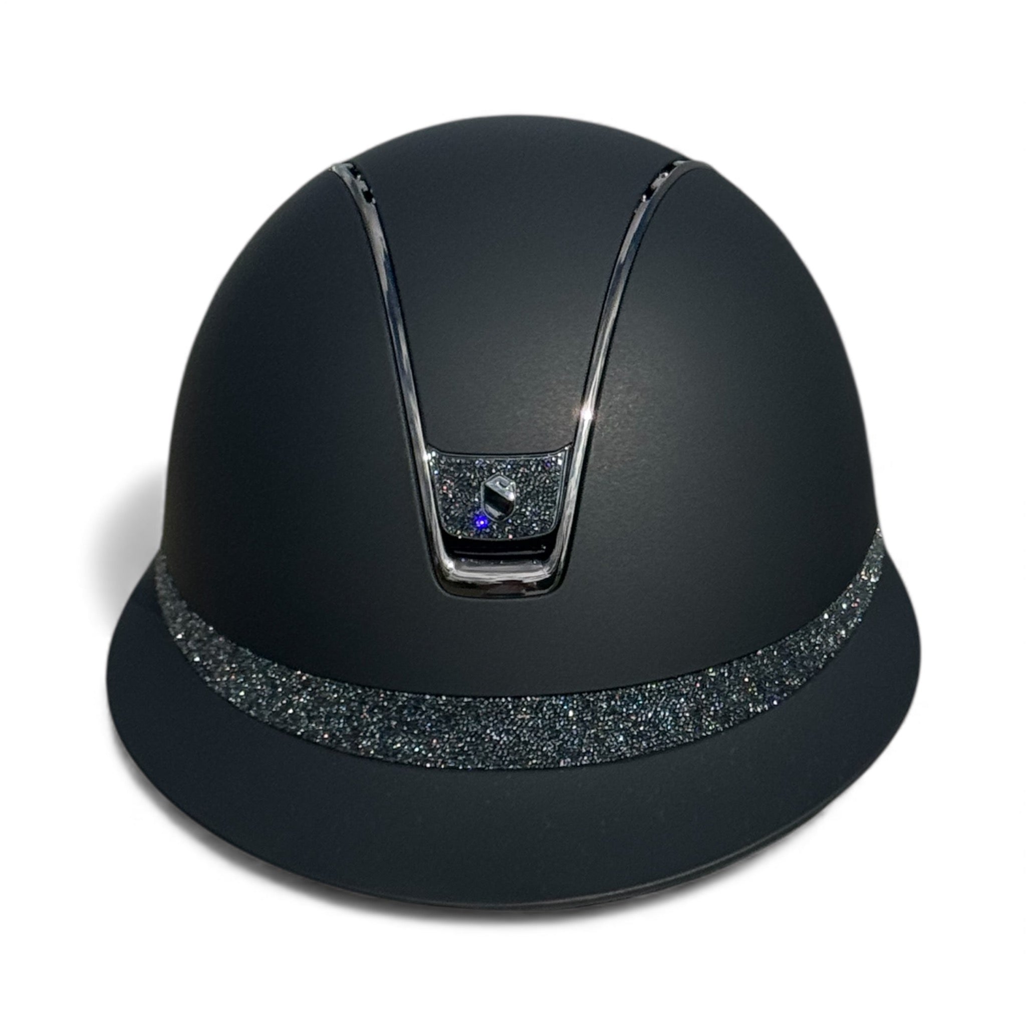 Miss Shield Shadowmatt Frontal Band and Blazon in Ultrafine Rocks in Night Shade Chrome Trim-Custom Helmet