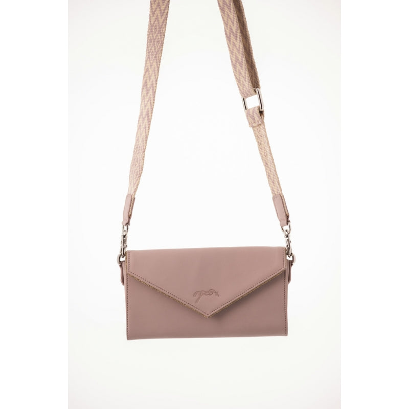 Pénélope Leather Phone Pocket with Strap - Powder Pink