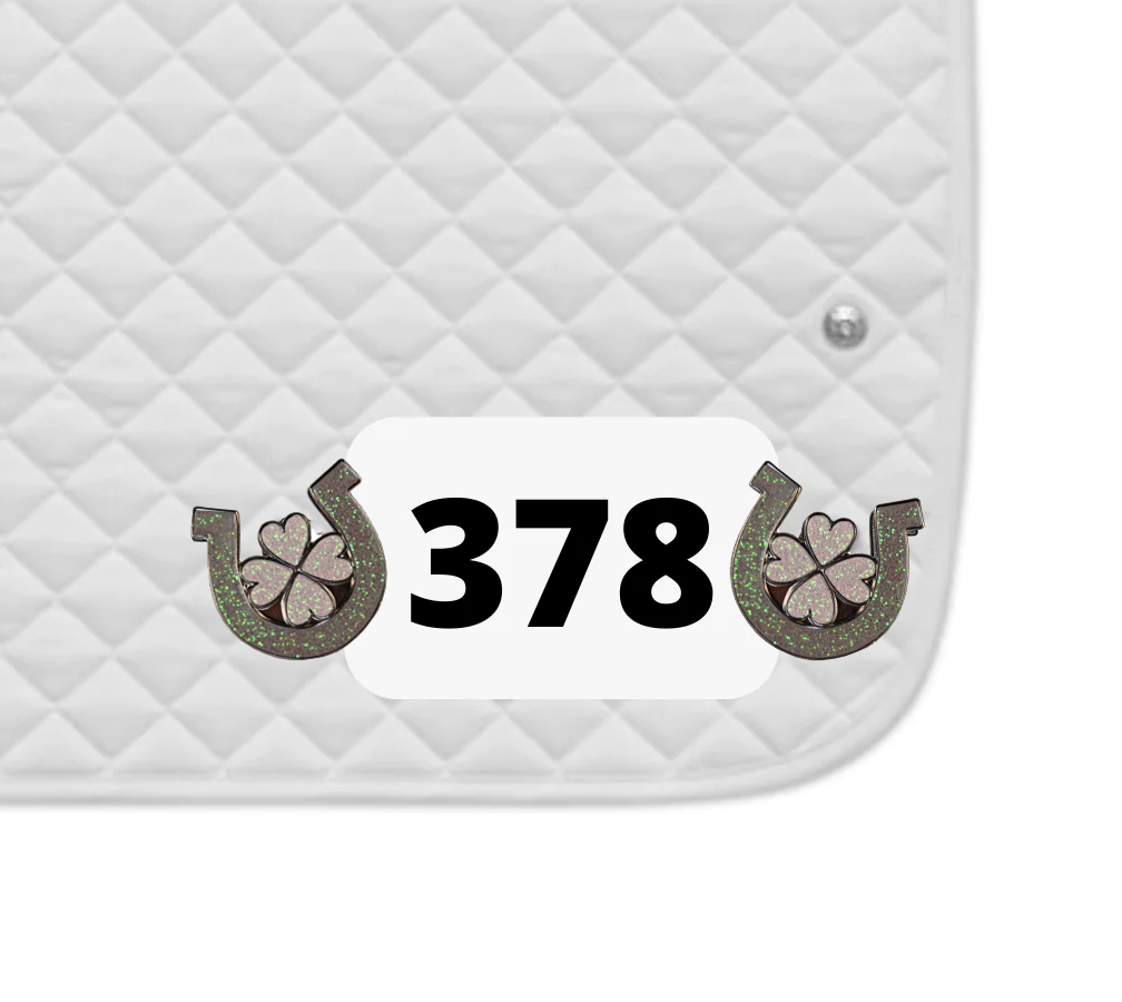 Dubois Cheval Number Pin Charms - Lots of Luck- Horseshoe and Four Leaf Clover