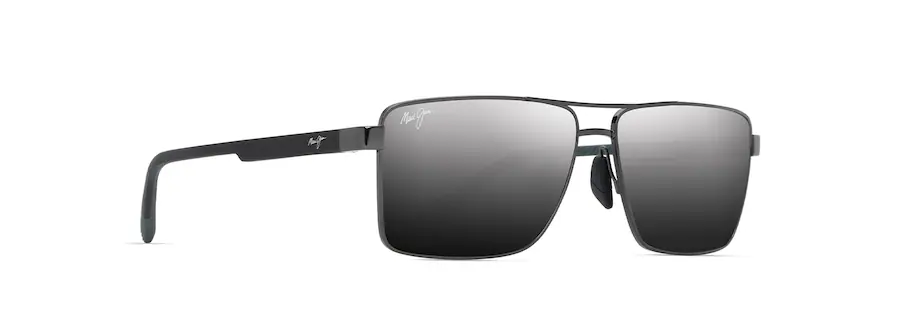Maui Jim PIHA Shiny Gunmetal with Black Dual Mirror Silver to Black Lens Polarized Sunglasses