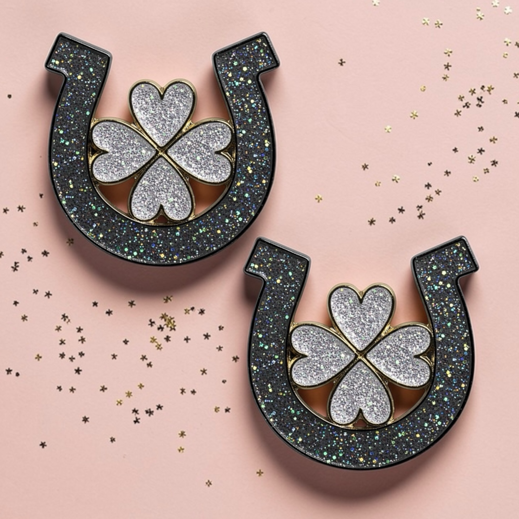 Horseshoe Clover Number Pin Charms by Dubois Cheval