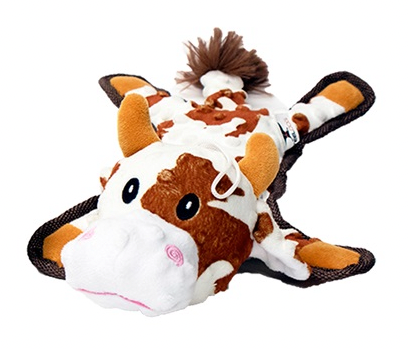 Steel Dog Bumpie Cow with Tennis Ball & Rope