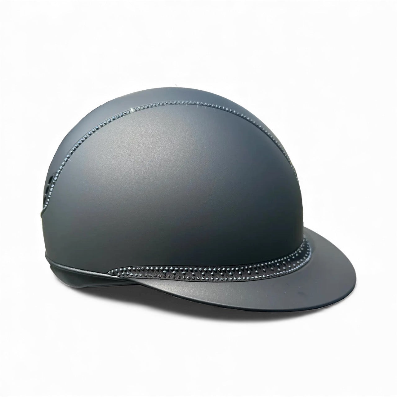 Miss Shadowmatt 2.0 Black Tiara and Trim with Black Crystals Black Mat Blazon-Custom Helmet