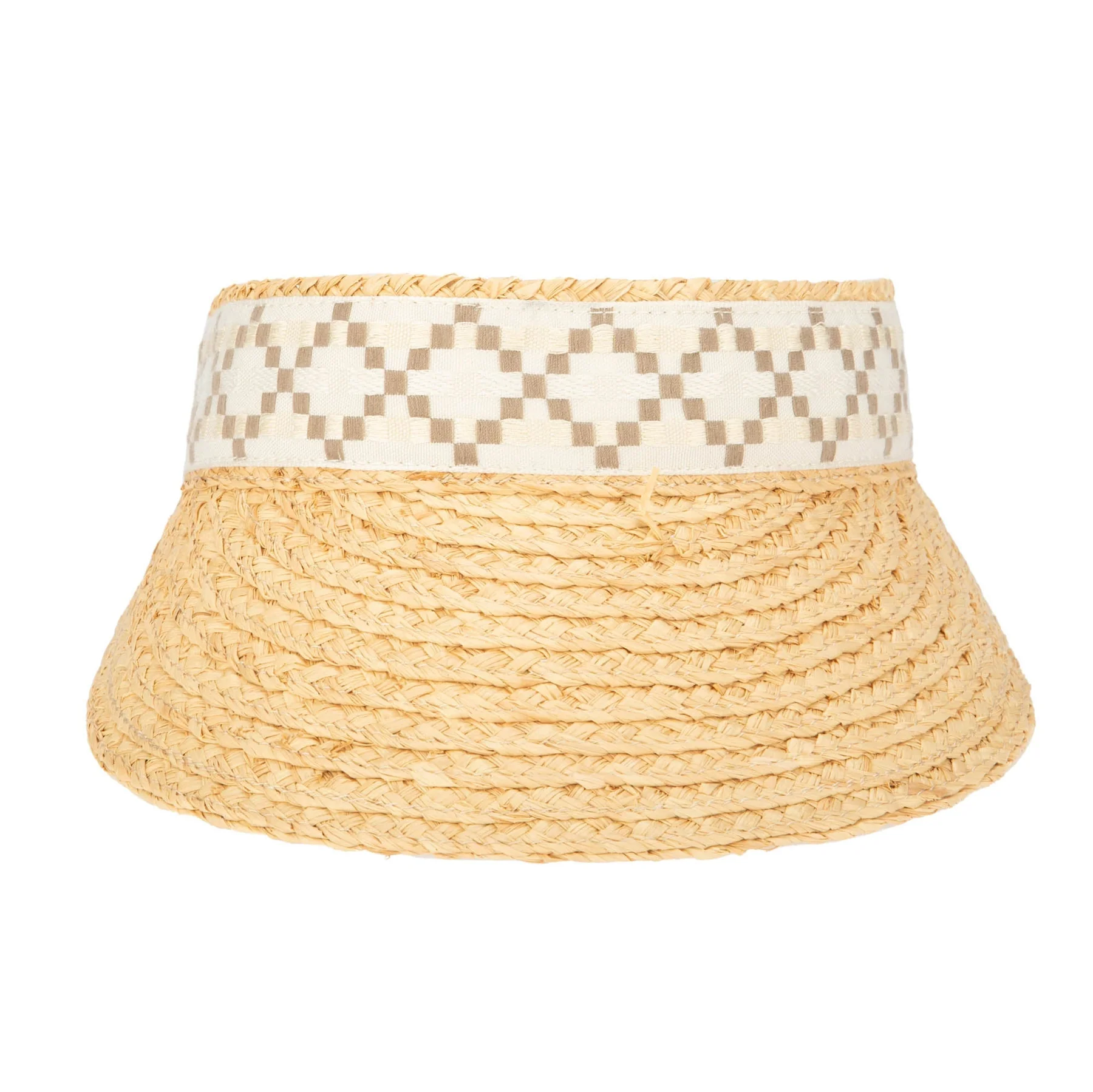 San Diego Hat Company Women's Raffia Braid Visor with Jacquard Band