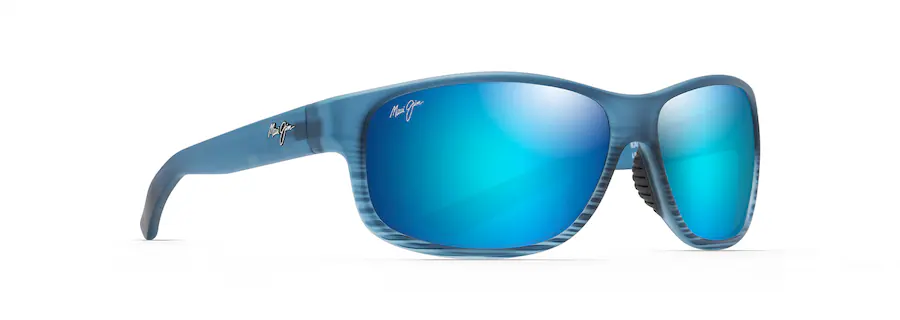 Maui Jim KAIWI CHANNEL Blue Black Stripe-Blue Hawaii Lens Polarized Wrap Sunglasses