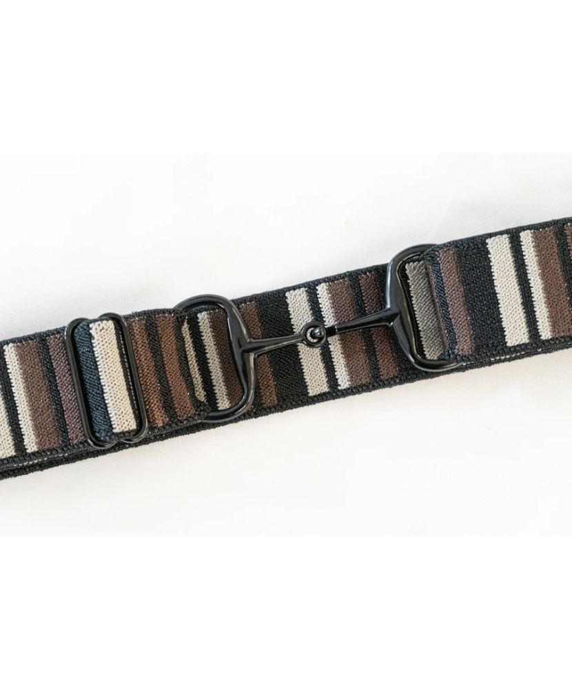 Ellany Elastic Belt Snaffle Bit Buckle 1.5" Black & Brown Black