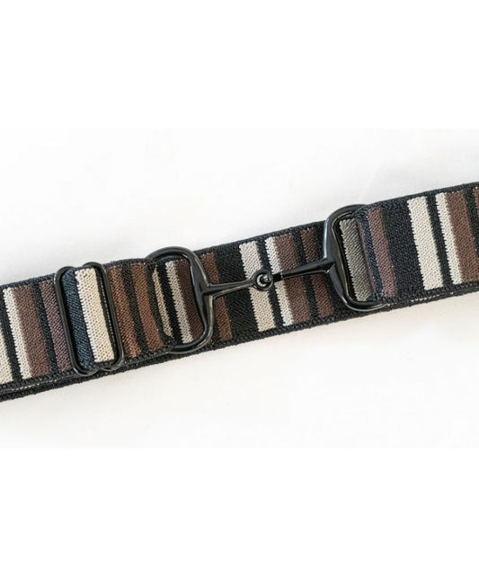 Ellany Elastic Belt Snaffle Bit Buckle 1.5" Black & Brown Black
