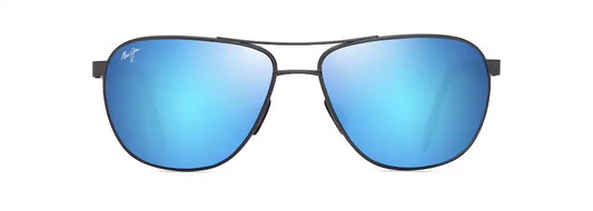 Maui Jim CASTLES Matte Dark Ruthenium with Black-Blue Hawaii Lens Polarized Aviator Sunglasses