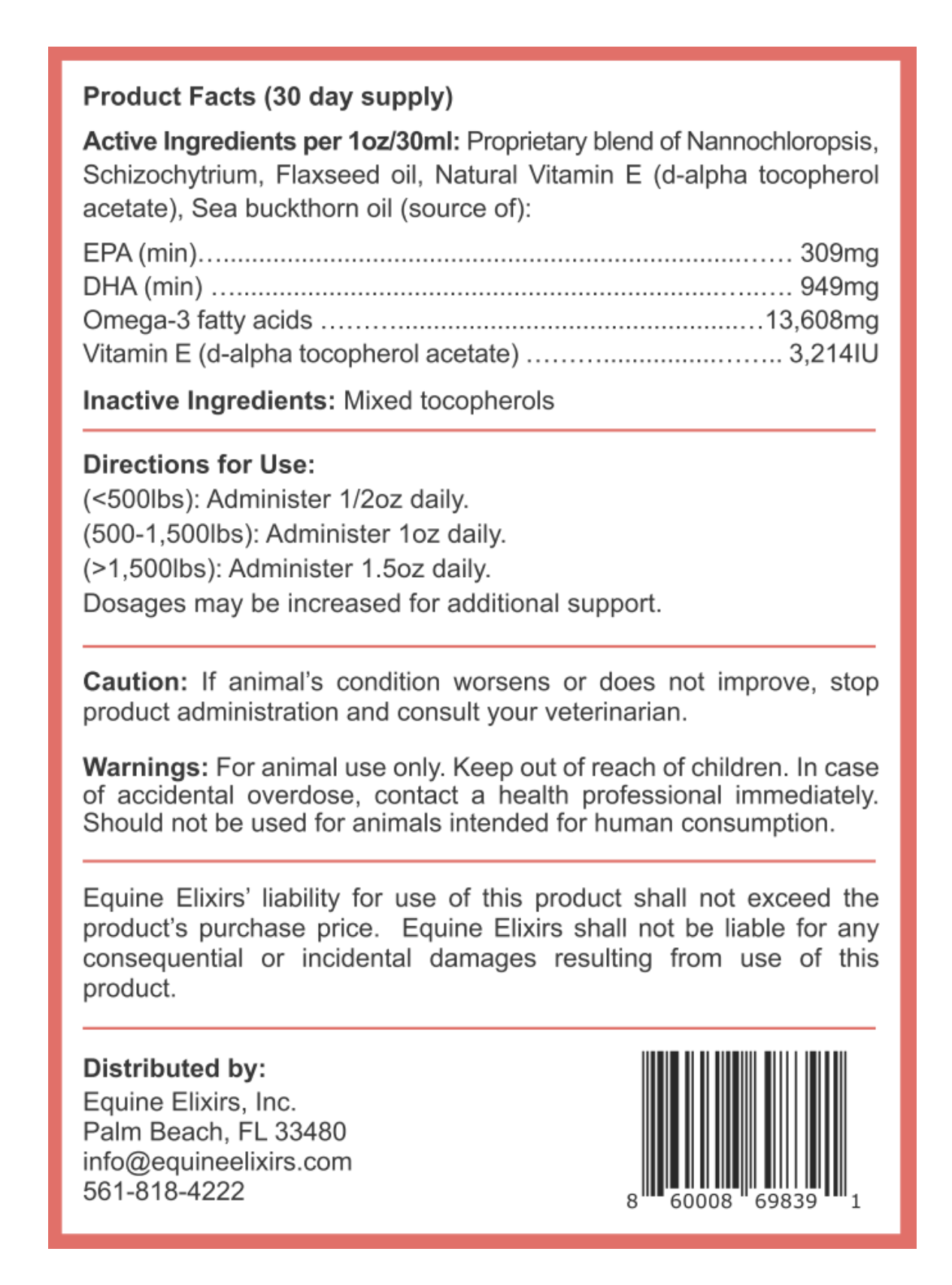 Equine Elixirs OM3GA® Omega-3 Fatty Acid Support