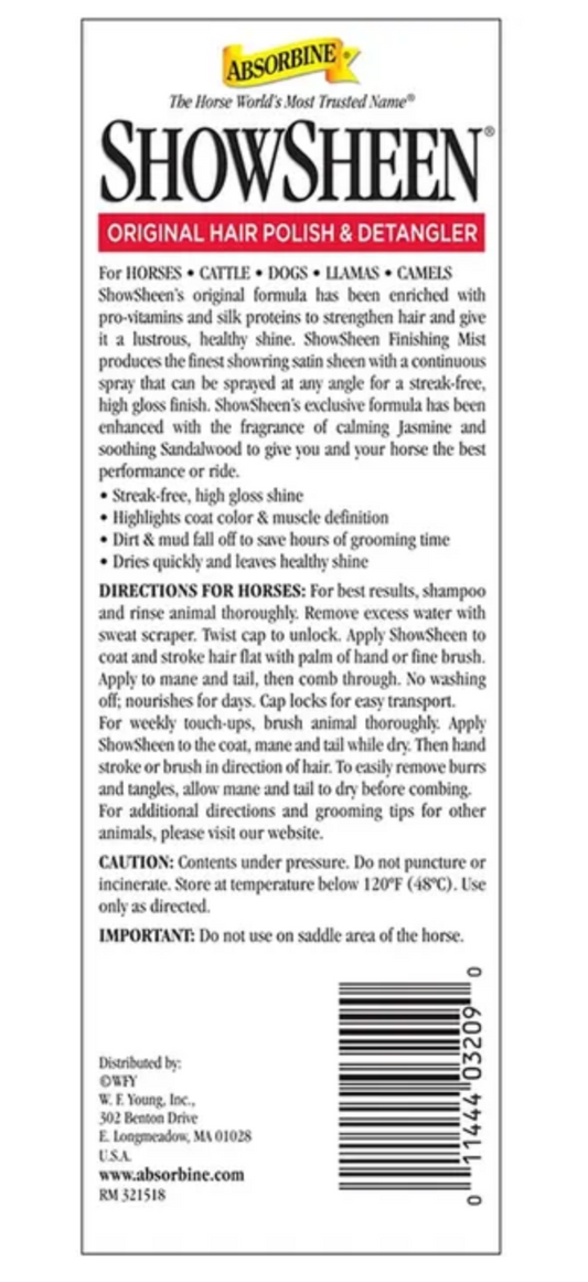 Absorbine Showsheen Finishing Mist Continuous Spray 15 oz