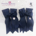 Load image into Gallery viewer, Pony Tail Bows Navy Solid
