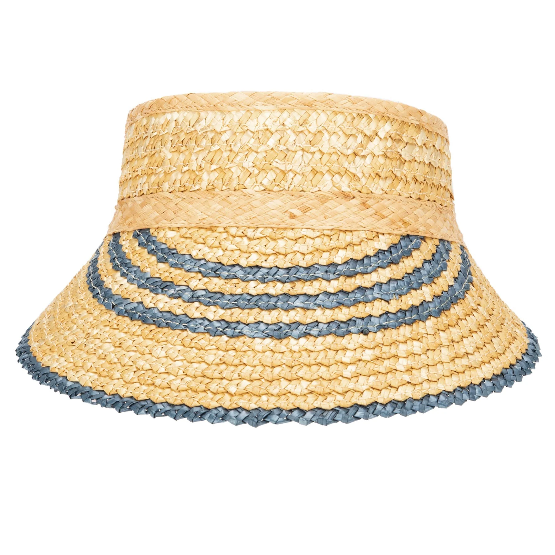 San Diego Hat Weekend Getaway - Women's Textured Wheat Straw Visor With Stripe & Velcro Back