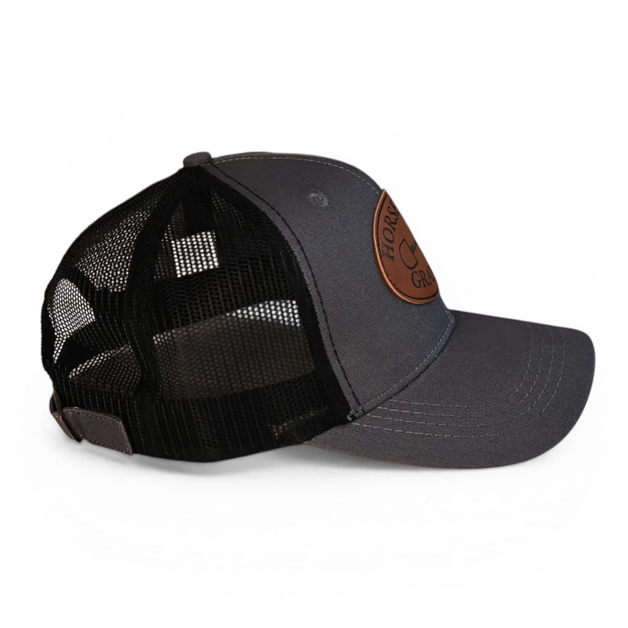 Horse Show Grandpa - Leather Patch Trucker Baseball Cap by Dubois Cheval