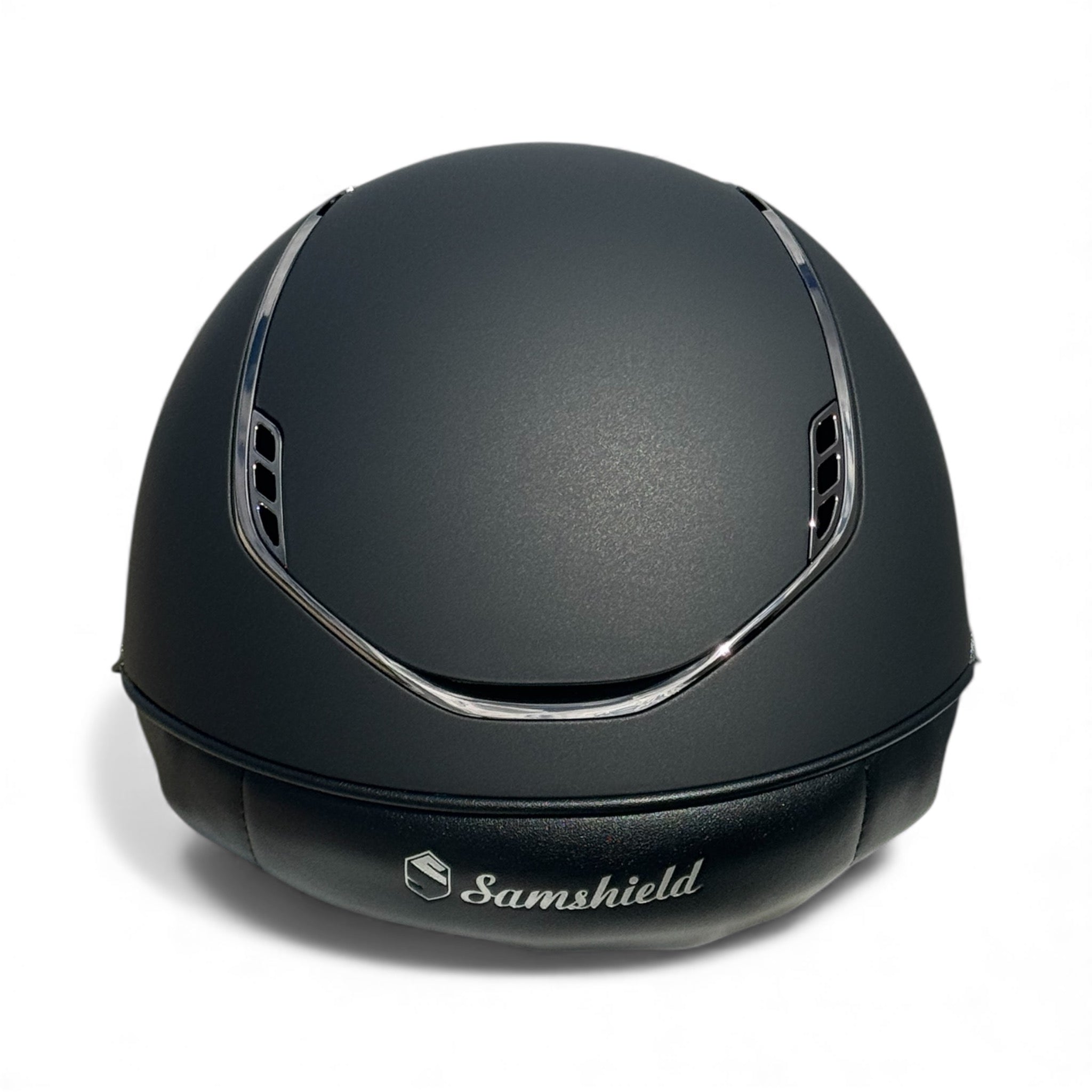 Miss Shield Shadowmatt Frontal Band and Blazon in Ultrafine Rocks in Night Shade Chrome Trim-Custom Helmet