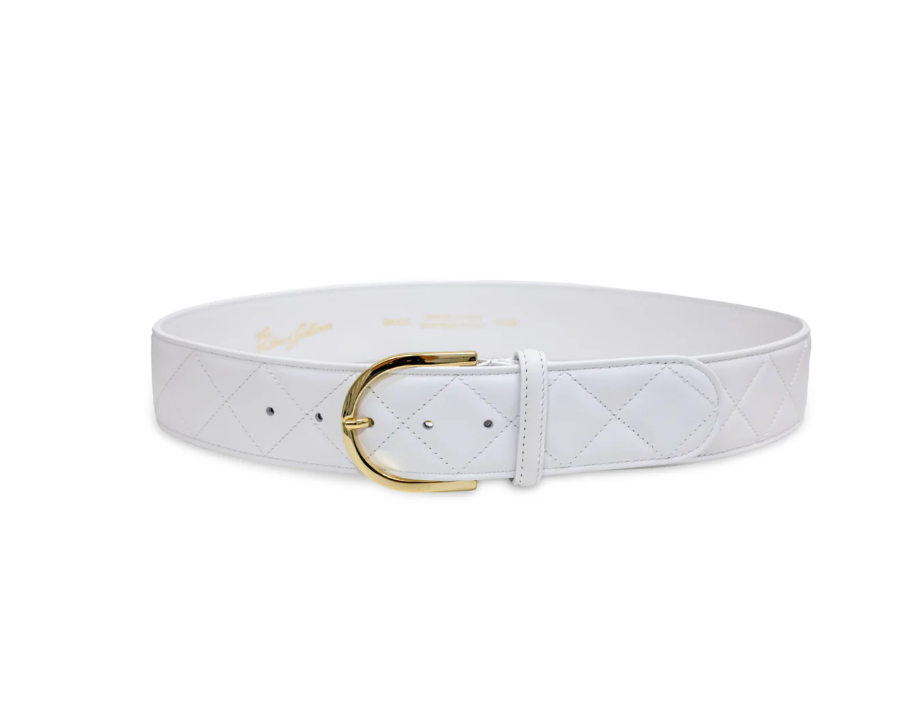 The Tailored Sportsman Quilted C Leather White Belt