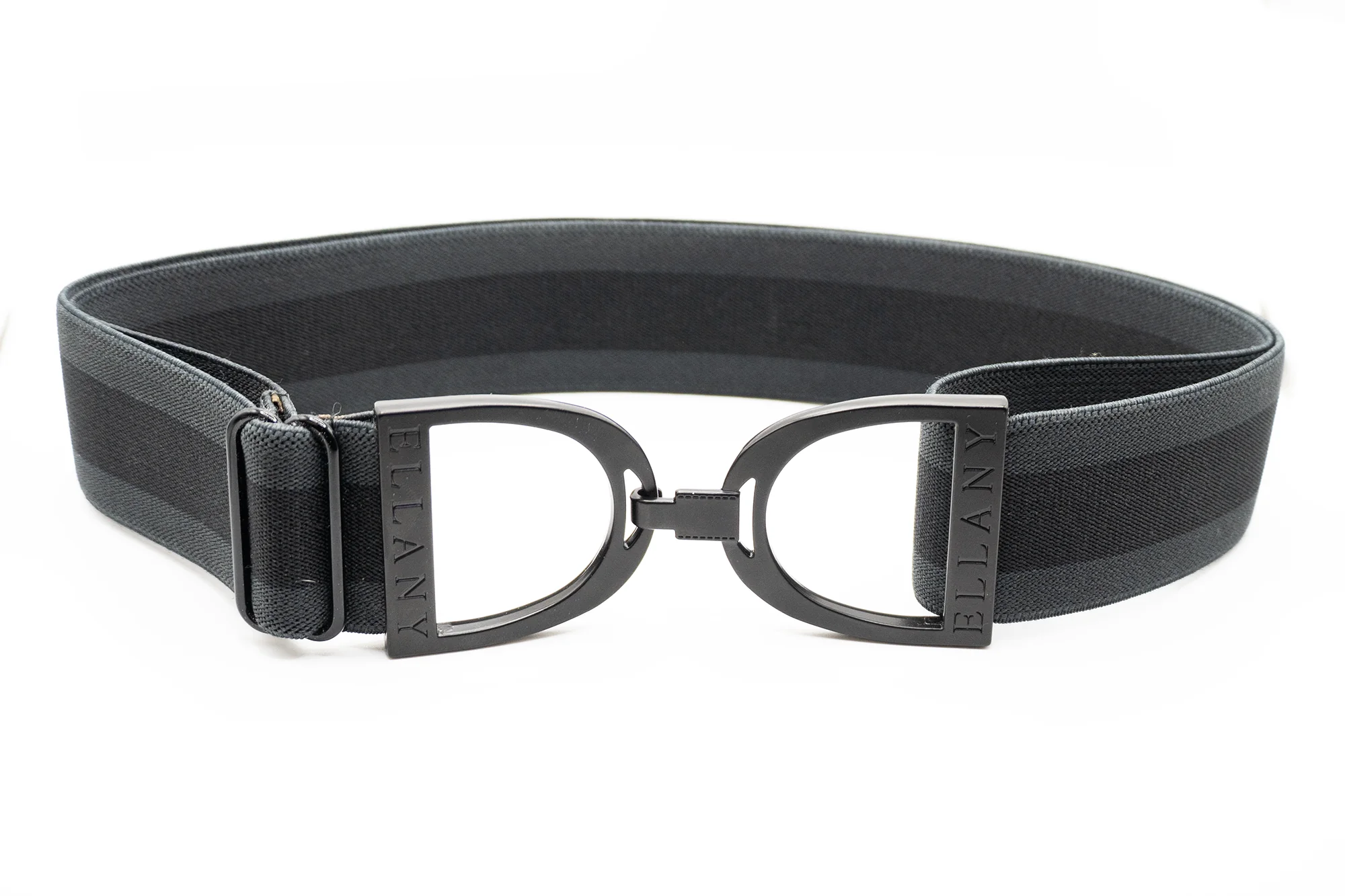 Ellany Equestrian  Charcoal Stripes - 1.5" Black Stirrup Elastic Belt