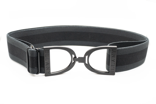 Ellany Equestrian  Charcoal Stripes - 1.5" Black Stirrup Elastic Belt