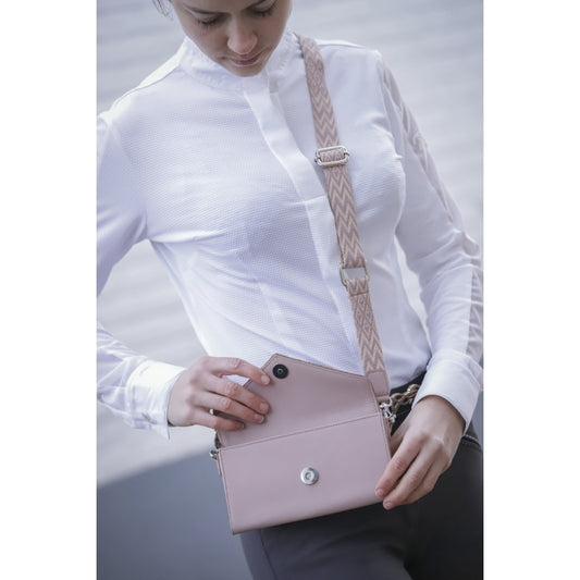 Pénélope Leather Phone Pocket with Strap - Powder Pink