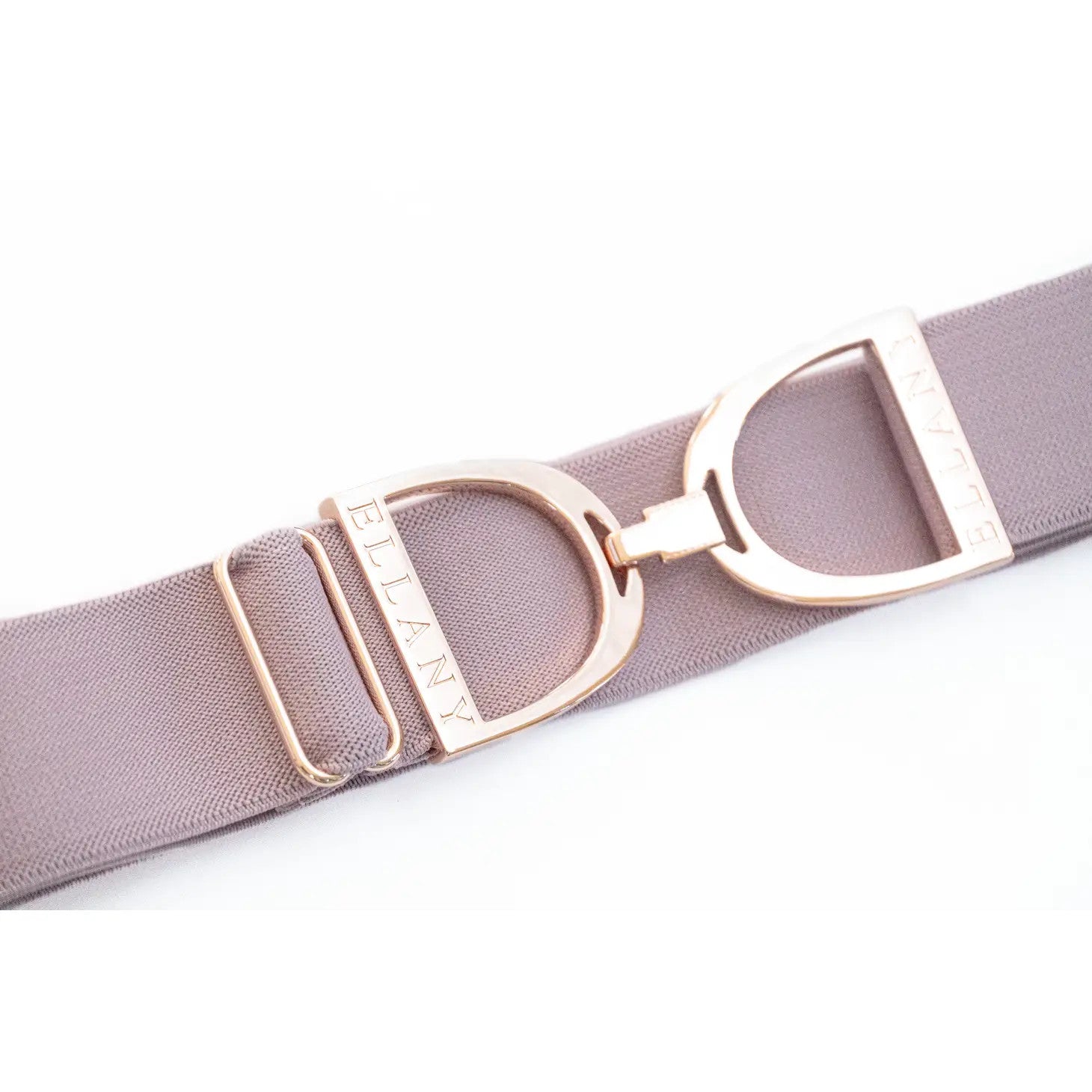 Ellany Equestrian Elastic Belt Lilac - 1.5" Rose Gold Stirrup