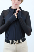 Load image into Gallery viewer, Kismet “Calvano” Women's Long Sleeve Polo Shirt Mesh Detail Shoulders and Arms
