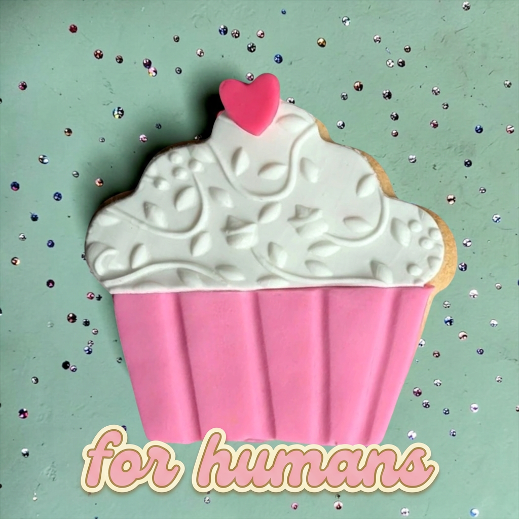 Sweet Heart Cupcake – Sprinkles & Sparkles Single Sugar Cookie for Humans