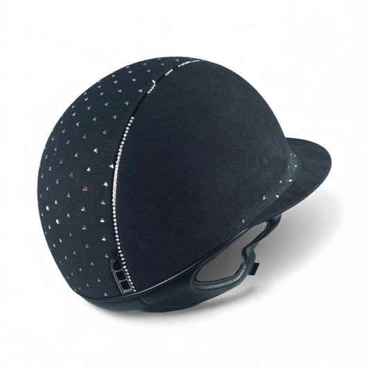 Miss Shield 1.0 Premium Black/Black Chrome Trim & Blazon, Holo Full 255 Crystals Helmet Large-Custom Helmet