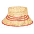 Load image into Gallery viewer, San Diego Hat Weekend Getaway - Women's Textured Wheat Straw Visor With Stripe & Velcro Back
