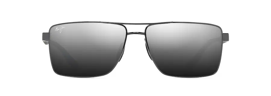 Maui Jim PIHA Shiny Gunmetal with Black Dual Mirror Silver to Black Lens Polarized Sunglasses