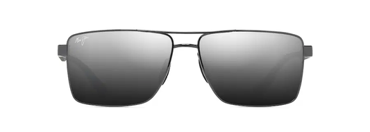 Maui Jim PIHA Shiny Gunmetal with Black Dual Mirror Silver to Black Lens Polarized Sunglasses